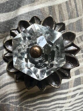 3 Metal & "Crystal Look" Ornate Glass Drawer/Cupboard Knobs